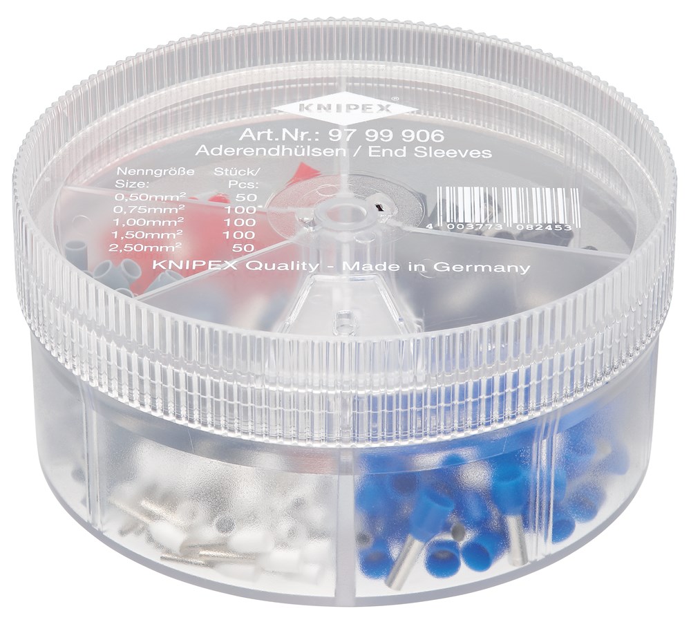 ASSORTIMENTSBOXEN MET AFGESTRIPTE ADEREINDHULZEN 14MM WIT/GRIJS/ROOD/ZWART/BLAUW - 400 ST