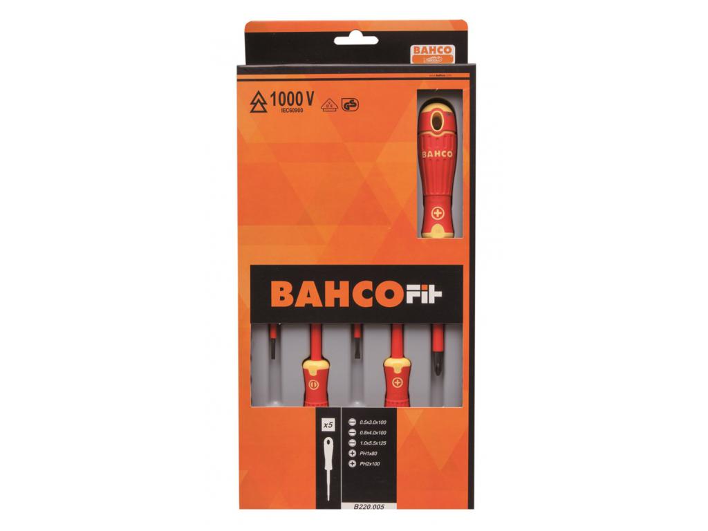 JEU DE 5 TOURNEVIS BAHCOFIT VDE 1000V FENTE ET PH