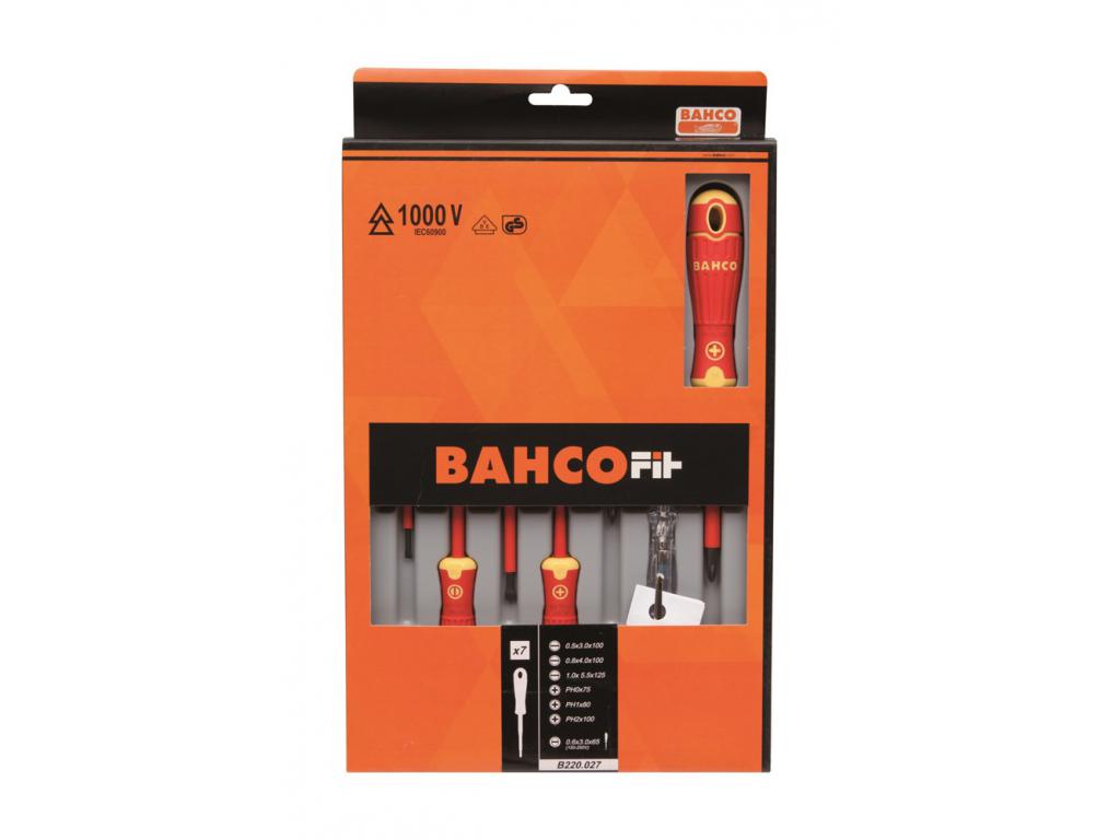 JEU DE 6 TOURNEVIS BAHCOFIT VDE 1000V FENTE ET PH + 1 TESTEUR DE TENSION